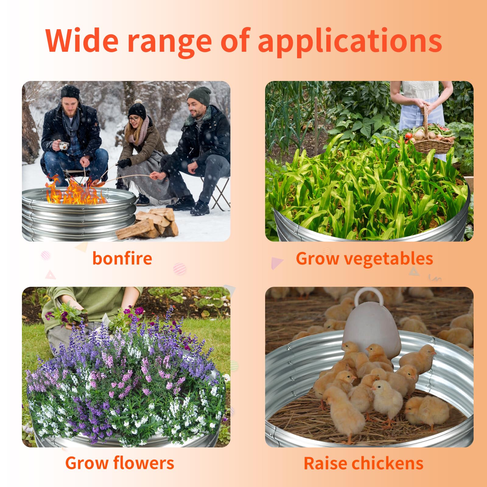 YSEJOMP 36 Inch Round Galvanized Fire Pit Ring/Fire Ring - Foldable and Perfect for Outdoor Gatherings and Campfires in The Yard/Garden/Park/Beach (3 FT Diameter, Silver) - CookCave