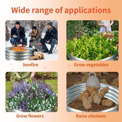 YSEJOMP 36 Inch Round Galvanized Fire Pit Ring/Fire Ring - Foldable and Perfect for Outdoor Gatherings and Campfires in The Yard/Garden/Park/Beach (3 FT Diameter, Silver) - CookCave