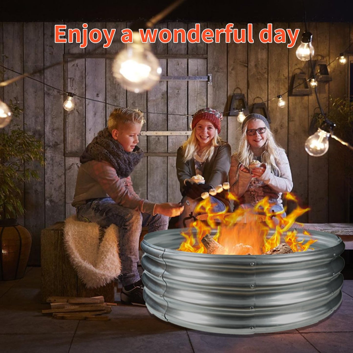 YSEJOMP 36 Inch Round Galvanized Fire Pit Ring/Fire Ring - Foldable and Perfect for Outdoor Gatherings and Campfires in The Yard/Garden/Park/Beach (3 FT Diameter, Silver) - CookCave