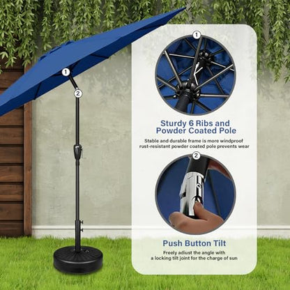 YSSOA 7.5' Patio Umbrella Outdoor Table Market Yard Umbrella with 6 Sturdy Ribs, Blue - CookCave