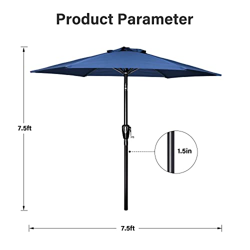 YSSOA 7.5' Patio Umbrella Outdoor Table Market Yard Umbrella with 6 Sturdy Ribs, Blue - CookCave