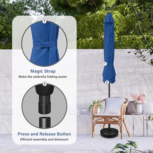 YSSOA 7.5' Patio Umbrella Outdoor Table Market Yard Umbrella with 6 Sturdy Ribs, Blue - CookCave