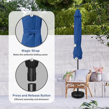 YSSOA 7.5' Patio Umbrella Outdoor Table Market Yard Umbrella with 6 Sturdy Ribs, Blue - CookCave