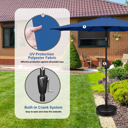 YSSOA 7.5' Patio Umbrella Outdoor Table Market Yard Umbrella with 6 Sturdy Ribs, Blue - CookCave