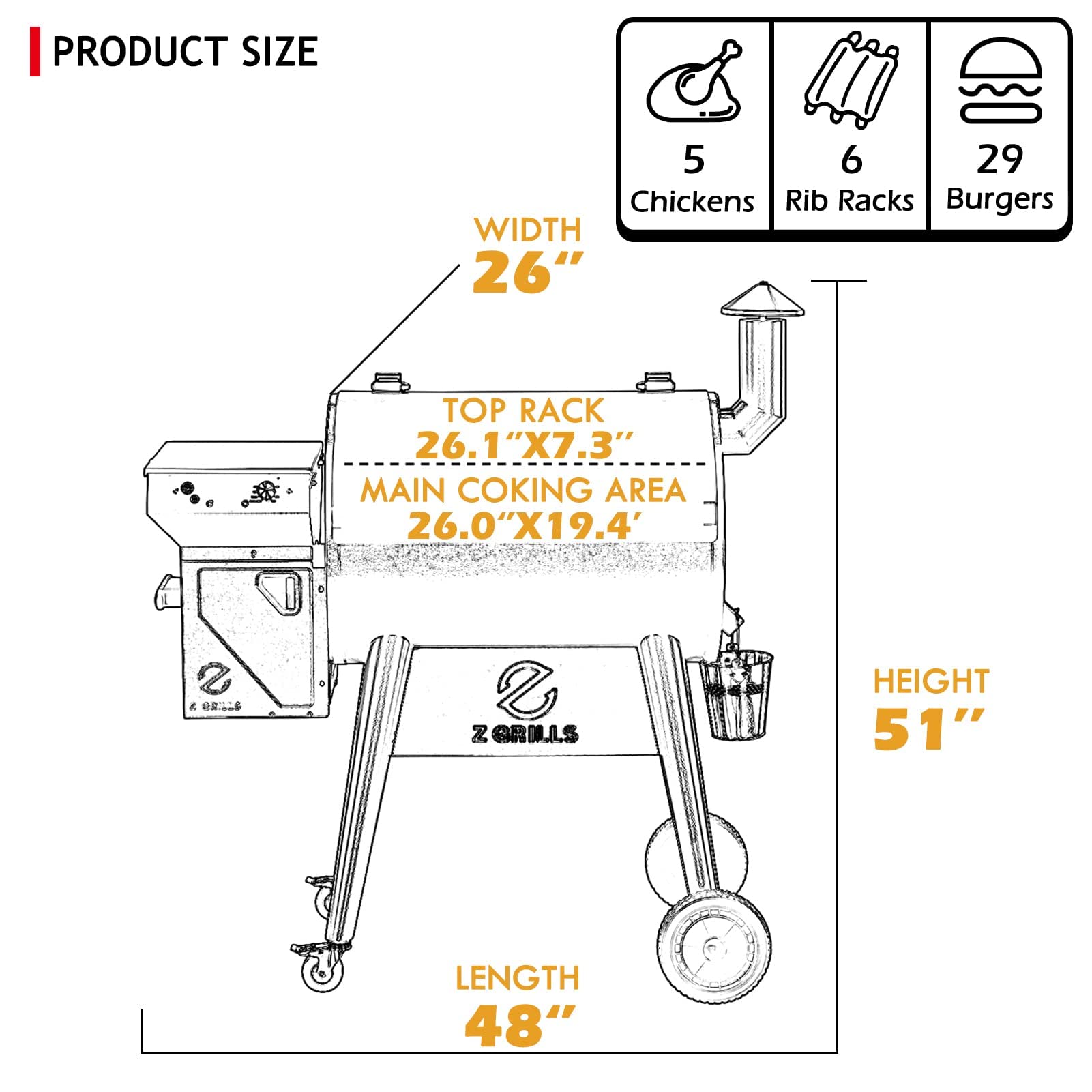 Z GRILLS Upgrade 8 in 1 Wood Pellet Grill & Smoker for Outdoor Cooking, BBQ Grill with PID 2.0 Controller, LCD Screen, 697 sq, Meat Probes, Rain Cover - CookCave