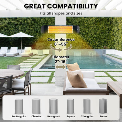 ZeboZap Infrared Electric Patio Heater with Strap to Post | Wall Mounted Gazebo Outdoor Heater, Space Heaters for Indoor 1500W Remote Control - CookCave