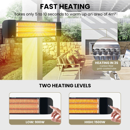 ZeboZap Infrared Electric Patio Heater with Strap to Post | Wall Mounted Gazebo Outdoor Heater, Space Heaters for Indoor 1500W Remote Control - CookCave