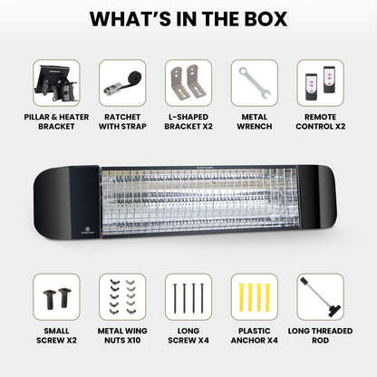 ZeboZap Infrared Electric Patio Heater with Strap to Post | Wall Mounted Gazebo Outdoor Heater, Space Heaters for Indoor 1500W Remote Control - CookCave