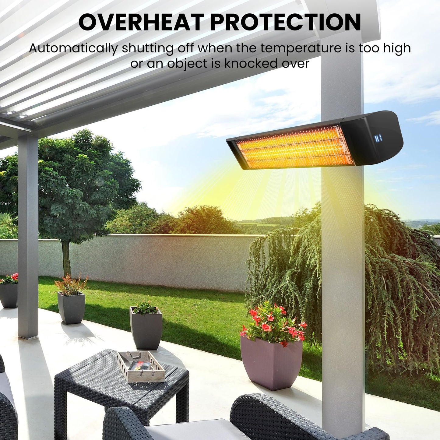 ZeboZap Infrared Electric Patio Heater with Strap to Post | Wall Mounted Gazebo Outdoor Heater, Space Heaters for Indoor 1500W Remote Control - CookCave