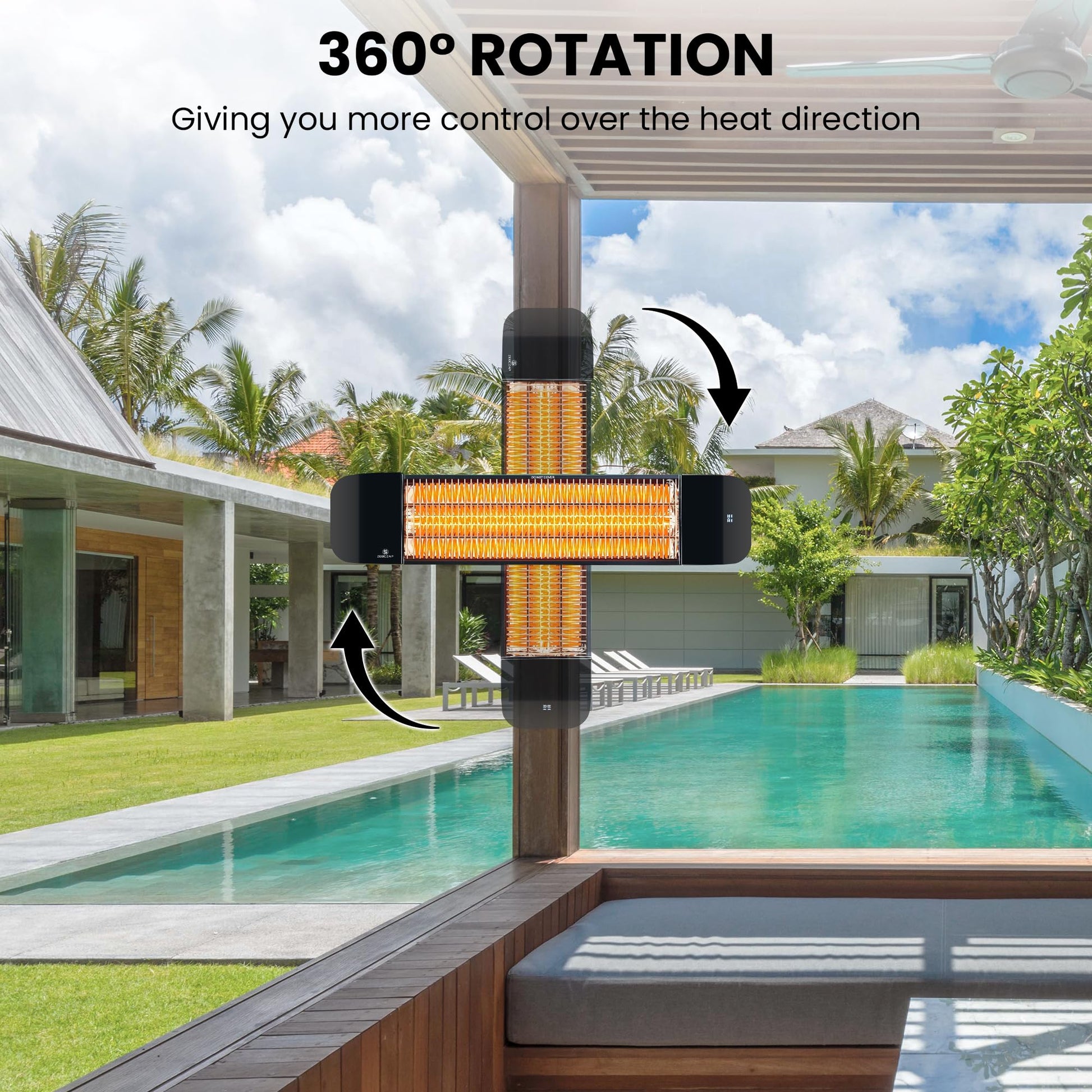 ZeboZap Infrared Electric Patio Heater with Strap to Post | Wall Mounted Gazebo Outdoor Heater, Space Heaters for Indoor 1500W Remote Control - CookCave