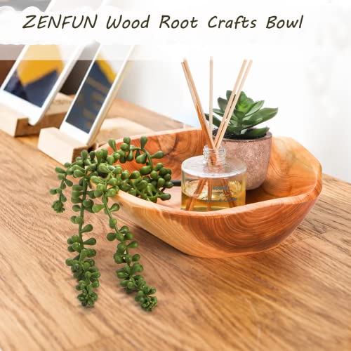 ZENFUN Wood Root Dish Bowl, Natural Wooden Bowl Snack Bowl, Handmade Serving Bowl for Candy, Bread, Snacks, Serving Appetizer Display, 7.8''-9.5'' Diameter - CookCave