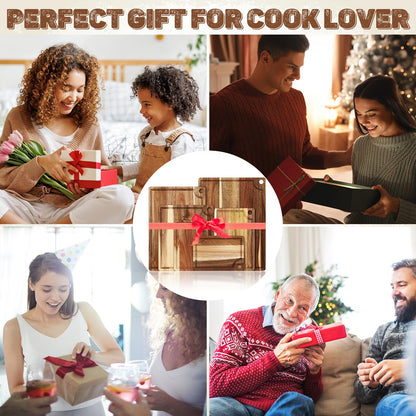 Ziliny Set of 6 Acacia Wood Cutting Board for Kitchen Set Charcuterie Boards Wooden Chopping Board for Meat,17 x 12, 15 x 10, 12 x 10, 11 x 7, Double 9 x 6.1 Inch, Housewarming Gifts - CookCave