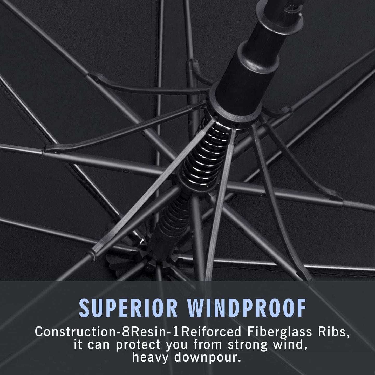 ZOMAKE Automatic Open Extra Large Golf Umbrella 62 Inch, Double Canopy Vented Windproof Oversize Stick Umbrellas for Rain(Black) - CookCave