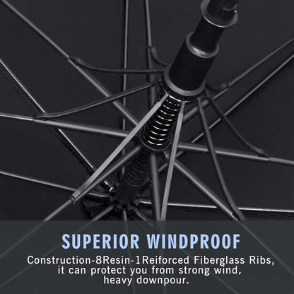 ZOMAKE Automatic Open Extra Large Golf Umbrella 62 Inch, Double Canopy Vented Windproof Oversize Stick Umbrellas for Rain(Black) - CookCave