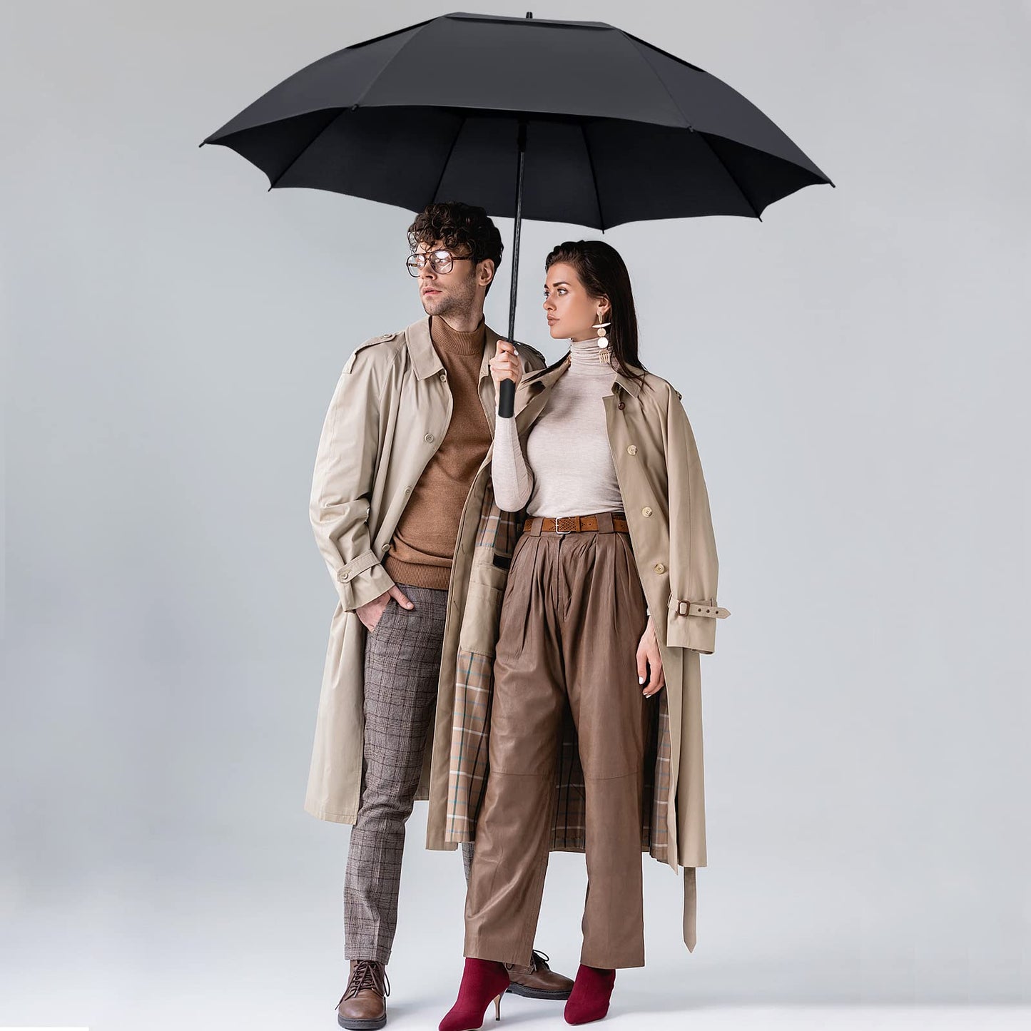 ZOMAKE Automatic Open Extra Large Golf Umbrella 62 Inch, Double Canopy Vented Windproof Oversize Stick Umbrellas for Rain(Black) - CookCave