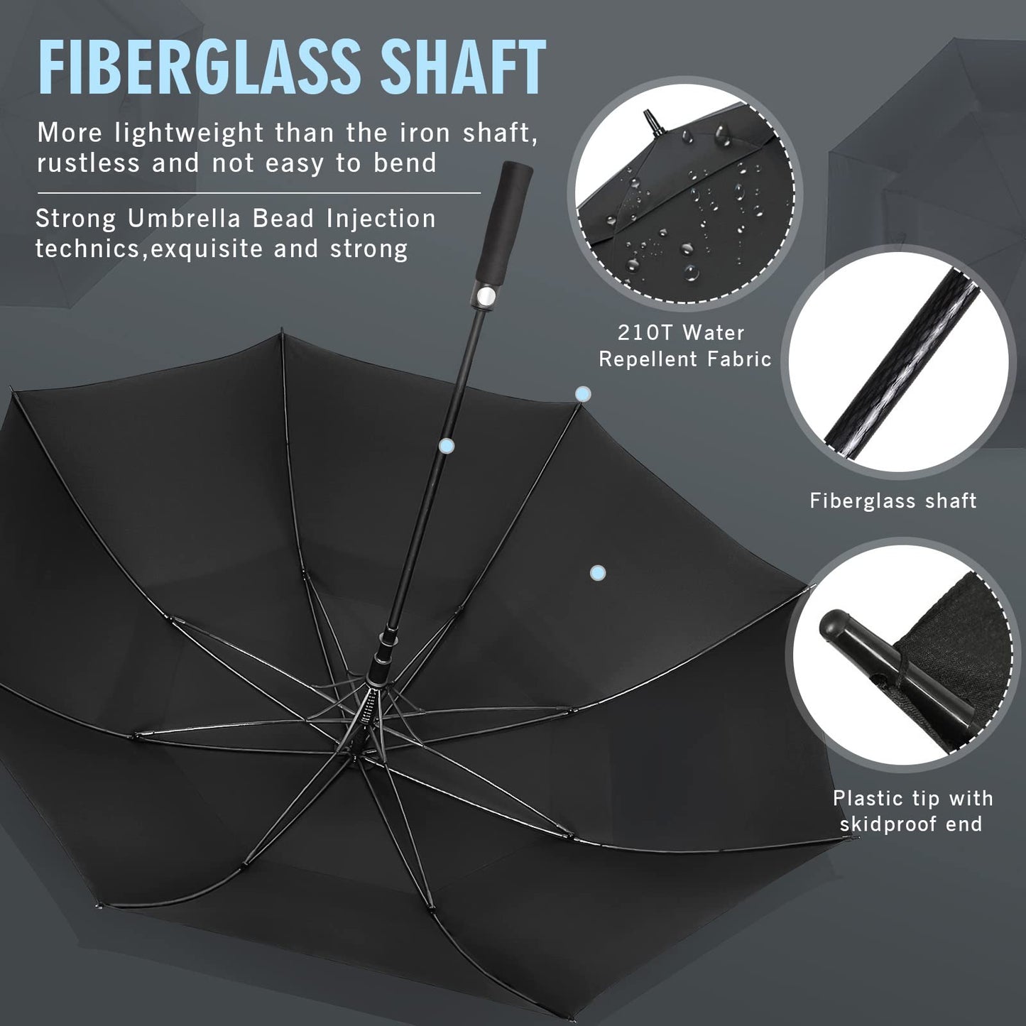 ZOMAKE Automatic Open Extra Large Golf Umbrella 62 Inch, Double Canopy Vented Windproof Oversize Stick Umbrellas for Rain(Black) - CookCave