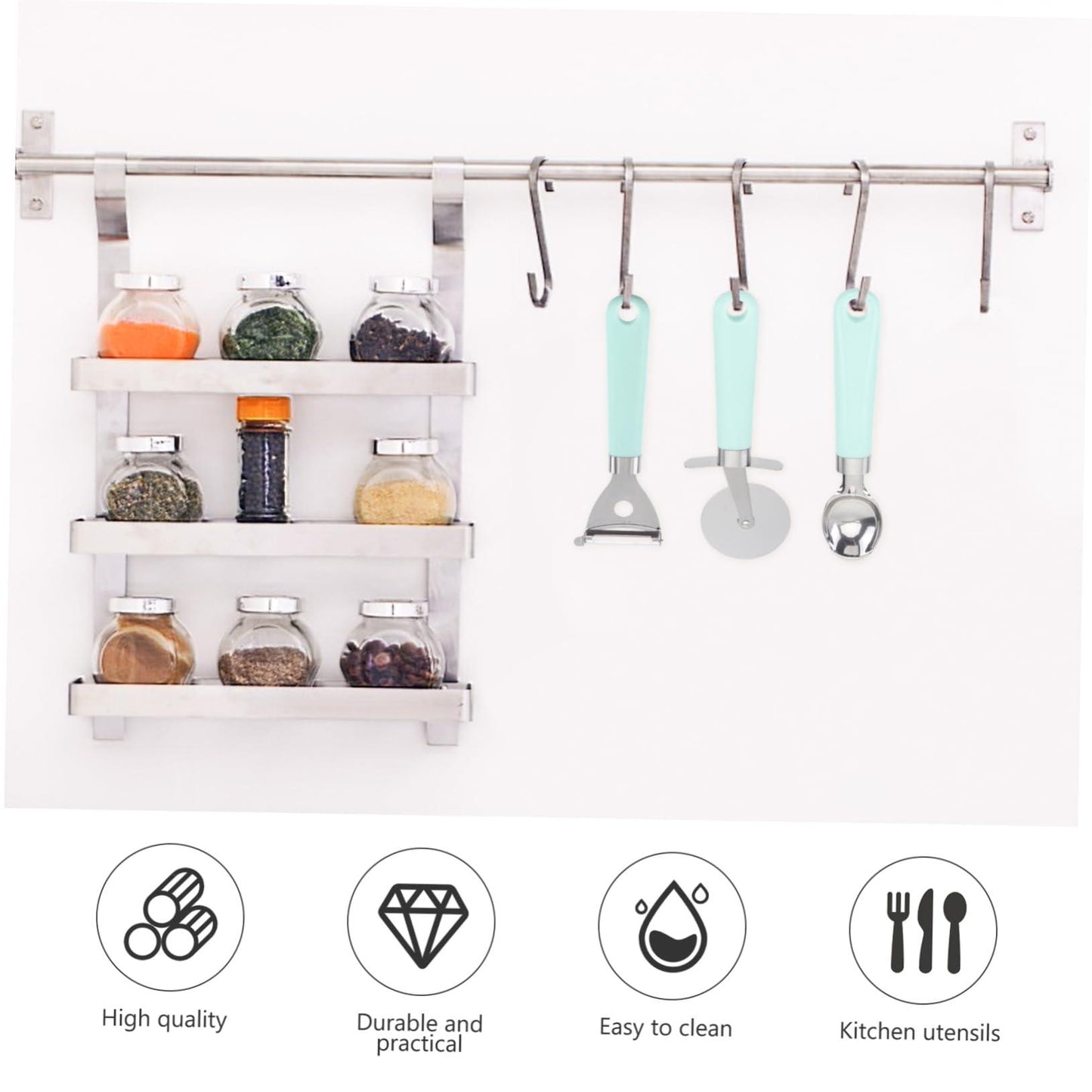 1 Set 9pcs Baking Tool Set Cheese Pizza Spatula Noodle Cooker Plastic Handle Kitchenware Vegetable Peeler Cookware Kitchen Gadgets Wood Tools Opener Wooden Stainless Steel Spoon - CookCave