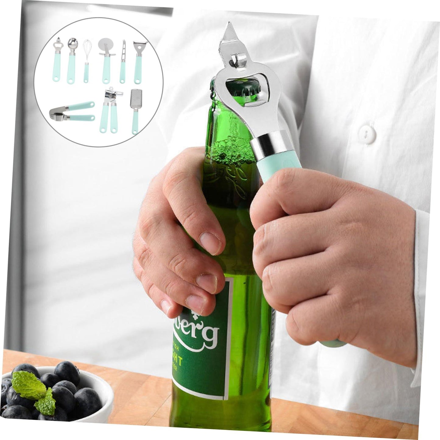 1 Set 9pcs Baking Tool Set Cheese Pizza Spatula Noodle Cooker Plastic Handle Kitchenware Vegetable Peeler Cookware Kitchen Gadgets Wood Tools Opener Wooden Stainless Steel Spoon - CookCave