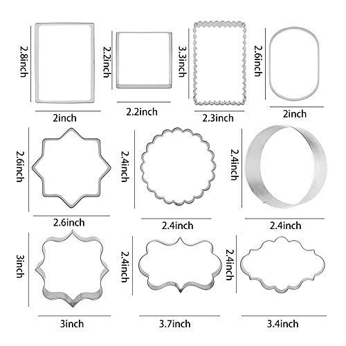 10 PCS Plaque Frame Cookie Cutters Set Fondant Tiles Biscuit Cutter Molds for Cookie Fruit Shapes - CookCave