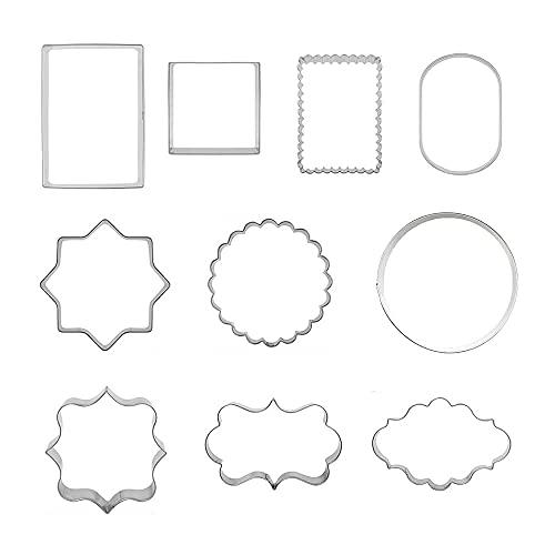 10 PCS Plaque Frame Cookie Cutters Set Fondant Tiles Biscuit Cutter Molds for Cookie Fruit Shapes - CookCave