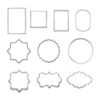 10 PCS Plaque Frame Cookie Cutters Set Fondant Tiles Biscuit Cutter Molds for Cookie Fruit Shapes - CookCave