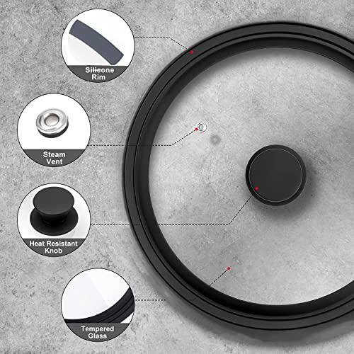 10" Tempered Glass Lid for Pans,Fry Pan, Universal Instant Pot or Pot Cover,9.6"/24cm, Clear - CookCave