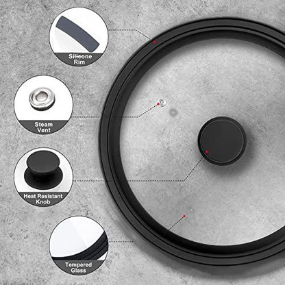 10" Tempered Glass Lid for Pans,Fry Pan, Universal Instant Pot or Pot Cover,9.6"/24cm, Clear - CookCave
