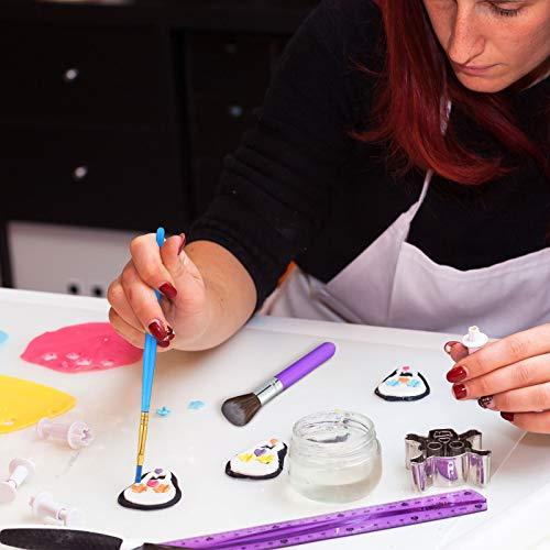 15 Pieces Cake Decorating Tool Set Include Cookie Decoration Brushes Cookie Scriber Needles Sugar Stir Needles Elbow and Straight Tweezers for Cookie Cake Fondant Decoration Supplies(Purple) - CookCave