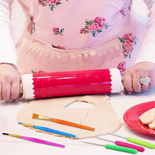 15 Pieces Cake Decorating Tool Set Include Cookie Decoration Brushes Cookie Scriber Needles Sugar Stir Needles Elbow and Straight Tweezers for Cookie Cake Fondant Decoration Supplies(Purple) - CookCave