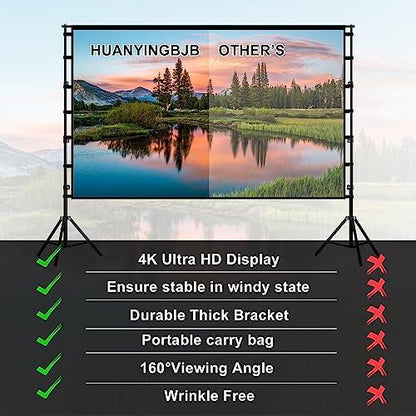 150 inch Projector Screen With Stand,HUANYINGBJB Outside Projection Screen, Portable 16:9 4K HD Rear Front Movie Screen with Carry Bag for Theater Backyard Movie night,Cinema School, Churches, Parties - CookCave