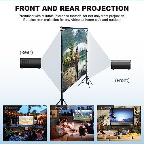 150 inch Projector Screen With Stand,HUANYINGBJB Outside Projection Screen, Portable 16:9 4K HD Rear Front Movie Screen with Carry Bag for Theater Backyard Movie night,Cinema School, Churches, Parties - CookCave