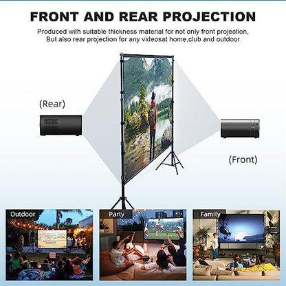 150 inch Projector Screen With Stand,HUANYINGBJB Outside Projection Screen, Portable 16:9 4K HD Rear Front Movie Screen with Carry Bag for Theater Backyard Movie night,Cinema School, Churches, Parties - CookCave