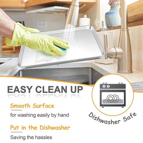 16 In Stainless Steel Baking Sheet, Joyfair Commercial Cookie Sheet for Oven, Large Baking Pan Tray for Bacon, Steak, Salmon, Heavy Duty & Non-toxic, Mirror Finish & Dishwasher Safe, 16 x 12 Inch - CookCave