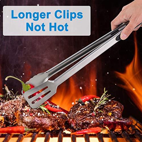 16-inch & 12-Inch Grill Tongs for Cooking BBQ Heavy Duty Extra Long Grilling Tongs, Premium Set 2 pack - CookCave