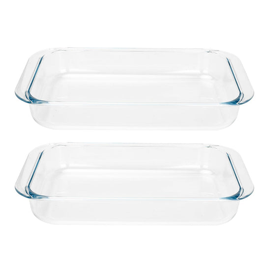 2 Pack 1-Quart Tempered Glass Oblong Baking Dishes, Personal Sized Bakeware and Cookware - CookCave