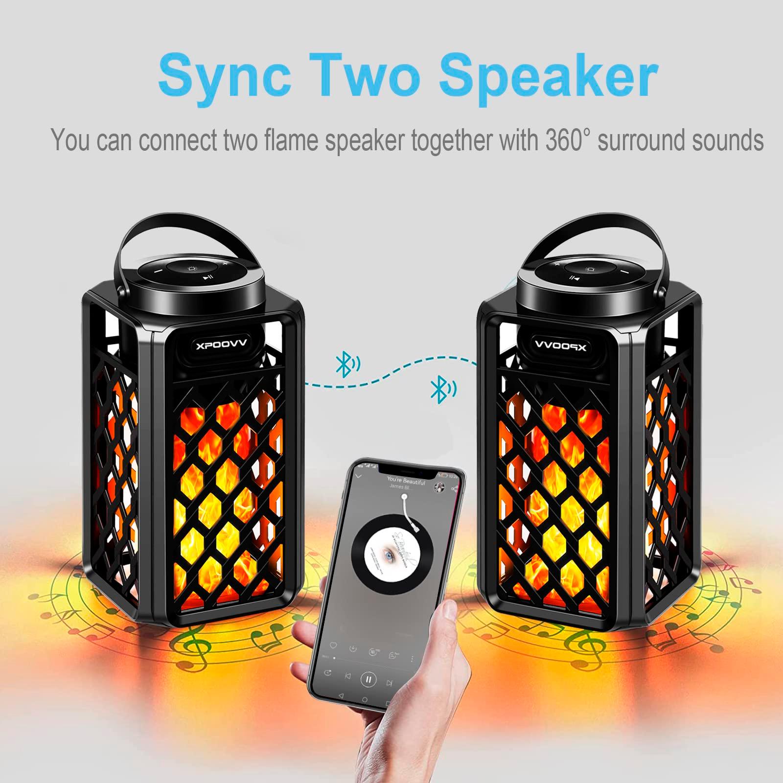 2 Pack Outdoor Bluetooth Speakers, Portable Led Flame Speaker Waterproof with Torch Atmosphere 10w Enhanced Bass for Patio Porch Garden Home Backyard Decor, Gifts for Men Women Couples Dads Moms - CookCave