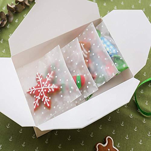 200 Pack DIY Self Adhesive Plastic Transparent Candy Cookie Gift Bag, 4" x 4" Reclosable White Polka Dot Self Sealing Packaging Bags, Chocolate Small Treat Party Birthday Wedding Halloween Christmas - CookCave
