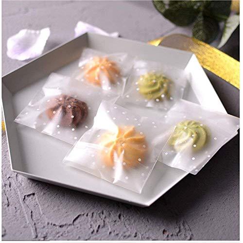 200 Pack DIY Self Adhesive Plastic Transparent Candy Cookie Gift Bag, 4" x 4" Reclosable White Polka Dot Self Sealing Packaging Bags, Chocolate Small Treat Party Birthday Wedding Halloween Christmas - CookCave