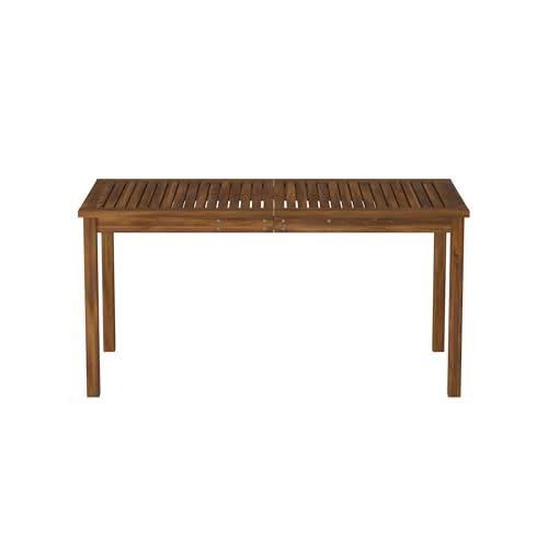 Walker Edison Dominica Contemporary Slatted Outdoor Dining Table, 34 Inch, Dark Brown - CookCave