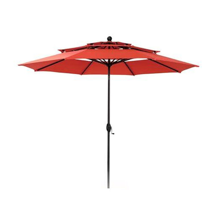 PHI VILLA 10ft Patio Umbrella Outdoor 3 Tier Vented Market Table Umbrella with 1.5" Umbrella Pole and 8 Sturdy Ribs, (Orange Red) - CookCave