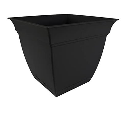 The HC Companies 8 Inch Eclipse Square Planter with Saucer - Indoor Outdoor Plant Pot for Flowers, Vegetables, and Herbs, Black - CookCave