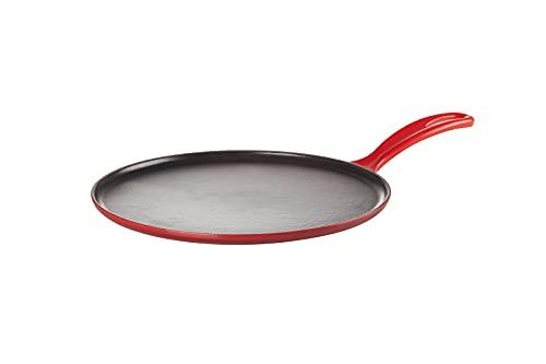 Le Creuset Enameled Cast Iron Crepe Pan with Rateau and Spatula, 10.75", Cerise - CookCave