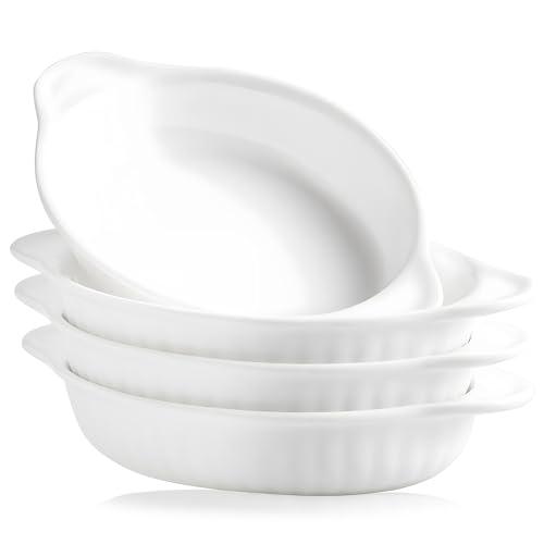 UIBFCWN Ceramic Au Gratin Baking Dishes, Set of 4 Oval Baking Dish Set for 1 or 2 Person Servings, Small Mini Casserole Dish with Double Handle, 8.2x5x1.45 inch - CookCave