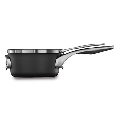 Calphalon Premier Space Saving 1.5 Quart Sauce Pan with Lid, Hard-Anodized Nonstick Cookware with MineralShield Technology, Dishwasher and Oven Safe - CookCave