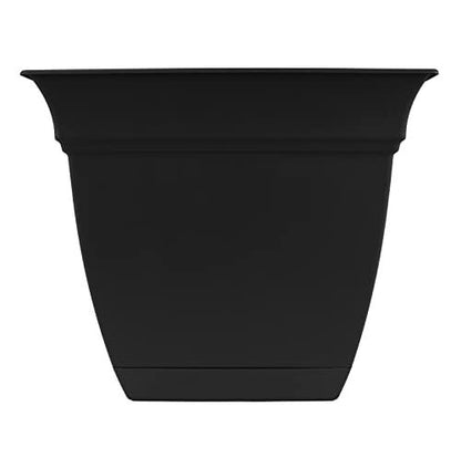 The HC Companies 8 Inch Eclipse Square Planter with Saucer - Indoor Outdoor Plant Pot for Flowers, Vegetables, and Herbs, Black - CookCave