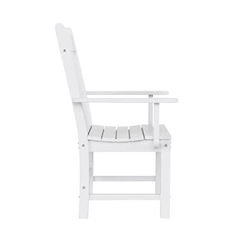 WestinTrends Malibu Classic Outdoor Dining Chairs with Arms, All Weather Poly Lumber Adirondack Patio Chairs Restaurant Bistro Chairs Support 350 LBS, Arched Backrest and Curved Seat, White - CookCave