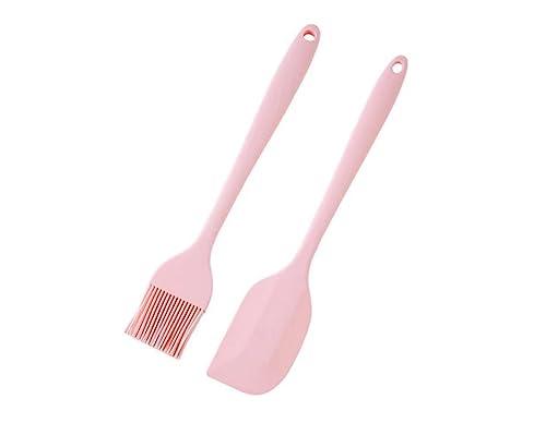 WinAimer Premium Silicone Basting Brush Set of Two Heat Resistant Long Handle Pastry Brush for Grilling, Baking, BBQ and Cooking, Solid Core and Hygienic Solid Coating (Green) (2, pink) - CookCave