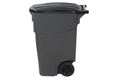 PLASTIC PRINCE 50 Gallon Rollout Trash Can with Lid, Commercial Heavy-Duty Container with Wheels, Gray - CookCave