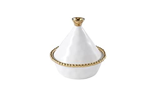 Pampa Bay Golden Salerno Titanium-Plated Porcelain Small Tagine, 5 x 5in - CookCave