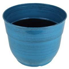 Garden Elements Glazed Brushed Happy Large Plastic Planter, Dark Blue, 15" - CookCave